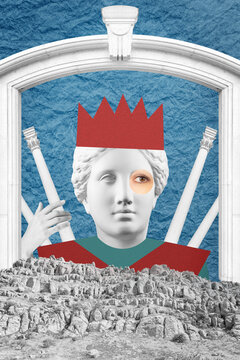 Surreal crazy collage. Art poster, concept, zine cover, funky print. Artwork unusual abstract style.
