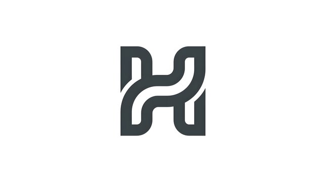 Modern geometric letter H monogram logo design template with ribbon line connection for business corporate identity branding
