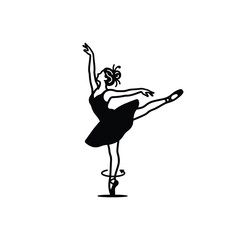 Elegant ballerina performing a graceful pirouette in a black tutu. © zuni