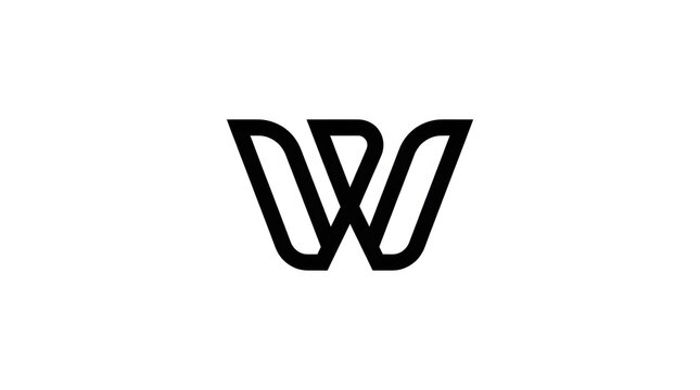 Modern minimalist abstract geometric letter W logo design, perfect for corporate branding, technology, or creative businesses seeking a sleek and professional visual identity