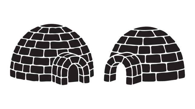Two igloo silhouettes against a white background showcase arctic architecture