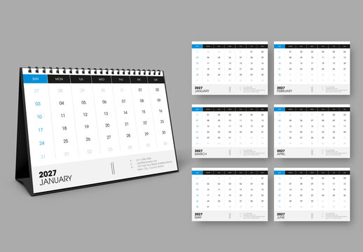 Modern 2027 Calendar Template with Minimal Monthly Planner