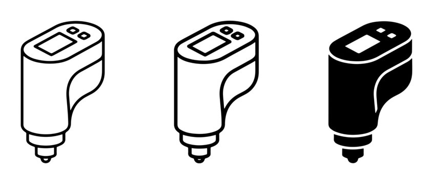 Digital Tattoo Machine Icons, Black and White Tattoo Gun Vector Set, Professional Tattooing Equipment