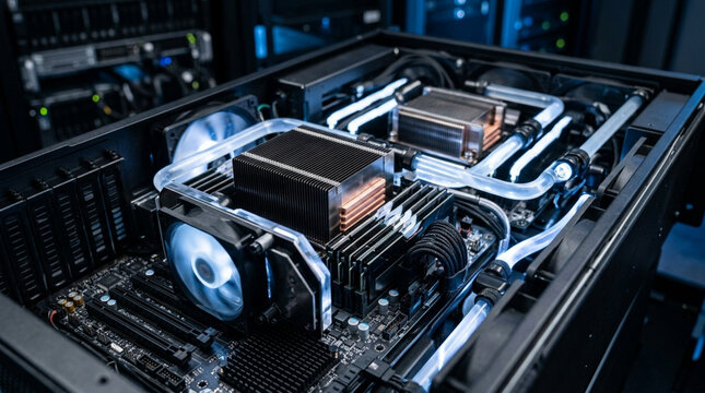 High-performance computer build with custom liquid cooling system