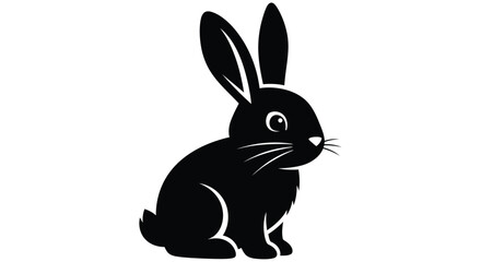 Black silhouette of a rabbit against a white background a simple animal form © Imdadul_Studio