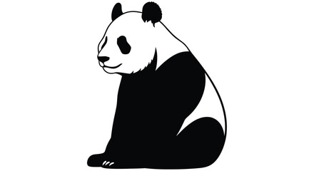 Panda silhouette against a white background a monochrome animal illustration © Imdadul_Studio
