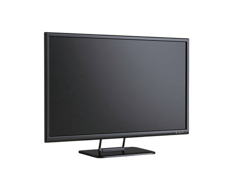 Modern Black Desktop Computer Monitor with Blank Screen Isolated on Transparent Background