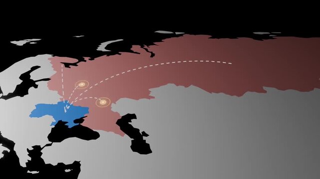 Animated map showing Ukrainian drone attack inside Russian territory