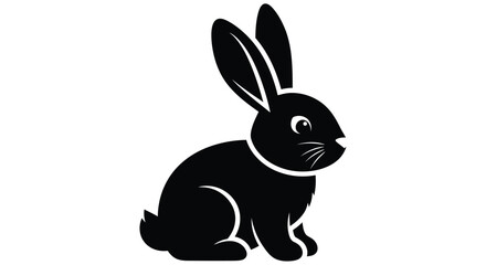 Black silhouette of a rabbit on a white background a simple animal representation © SHYFUL_STUDIO