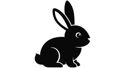 Black rabbit silhouette against a white background a simple animal form © SHYFUL_STUDIO