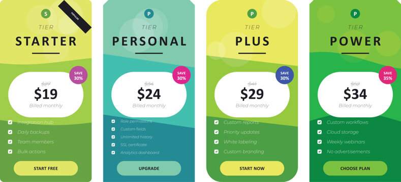 Modern subscription pricing cards for website Vector