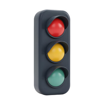 Traffic light signal icon. 3D rendered stop and go sign with red yellow and green lights. Modern traffic control symbol for safety and urban transport