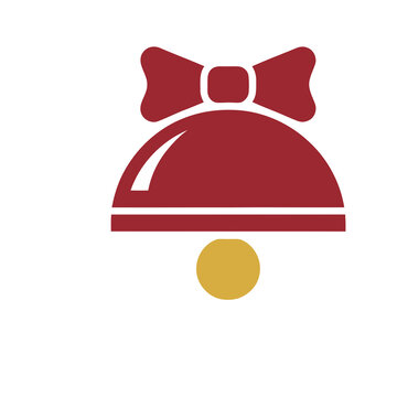 Christmas bell with red bow and golden clapper