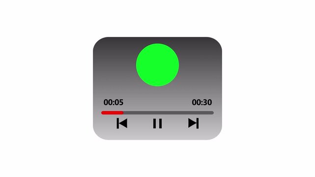 Animated Music player template interface animation in 4K  animation with alpha channel  Minimalist audio music media player animation on transparent background