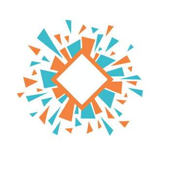 Explosion of geometric shapes around a square