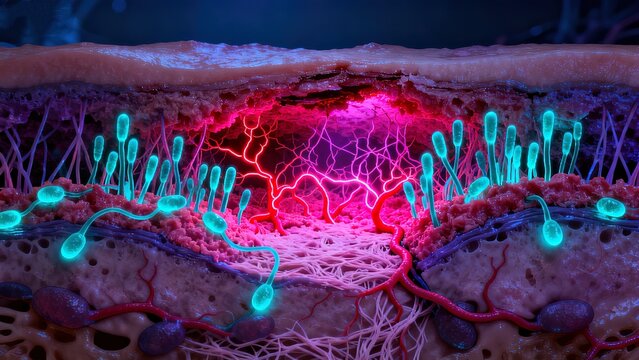 Wound Proliferation Phase: Granulation Tissue Growth and New Blood Vessel Formation in Healing Skin