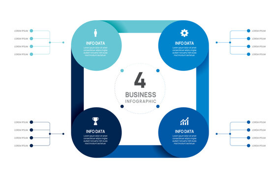 4 option triangular business infographic chart template, presentation with icons elements vector illustration.