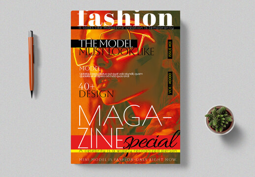 Modern Fashion Magazine Cover Template with Luxury Editorial Layout
