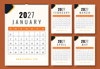 Modern Minimal Wall Calendar Template Design