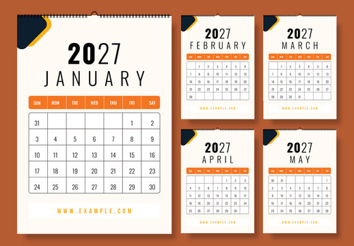 Modern Minimal Wall Calendar Template Design