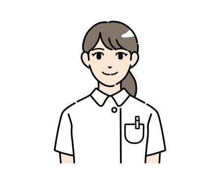 正面を向いている若い女性看護師のイラスト素材
