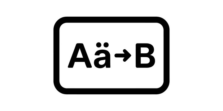 Language translation icon with letters and arrow for global communication tools.