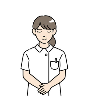 お辞儀をする若い女性看護師のイラスト素材２