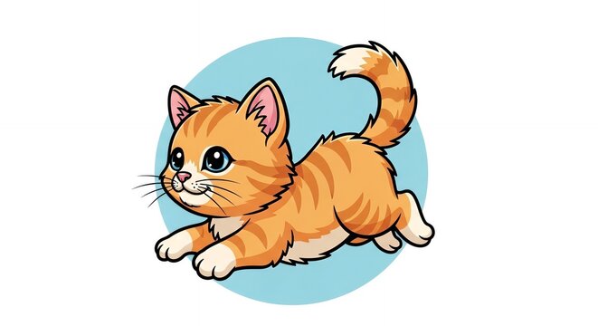 Adorable Orange Tabby Kitten Playing Joyfully.