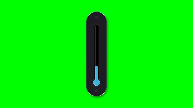Modern Flat Design Thermometer Icon for Temperature Measurement on Bright Green Background