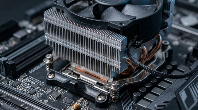 Computer CPU Cooler Fan on Motherboard - Technology and Electronics