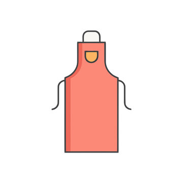 Flat icon of a coral apron with a pocket