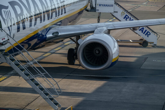 Ryanair Aircraft Engine and Ground Equipment at Dublin Airport