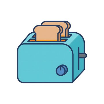 Blue vintage kitchen toaster with bread slices vector illustration isolated on white background
