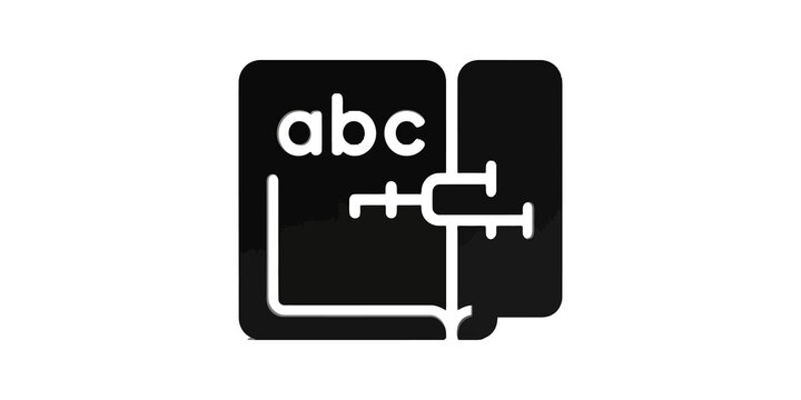 Book with clamp icon for publishing, editing and text adjustment.