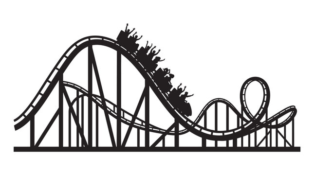 Roller coaster with passengers depicted as a black silhouette
