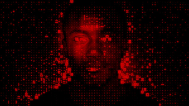 Digital Face made of Machine Data, representing Deepfake Concept.