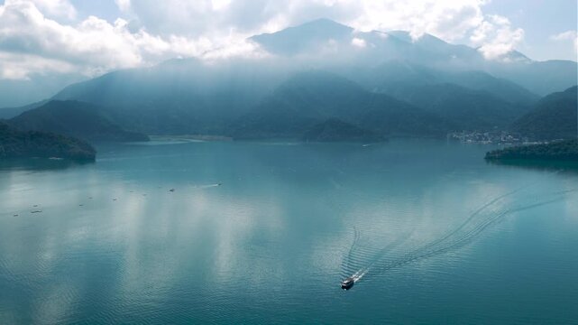 Aerial view Landscape of Sun Moon Lake  in Taiwan.