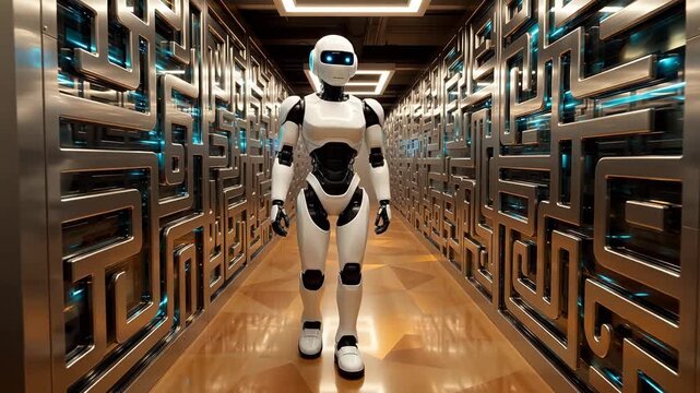 Robot Curiously Explores Labyrinth Maze