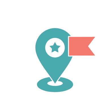 Location pin with star and flag icon
