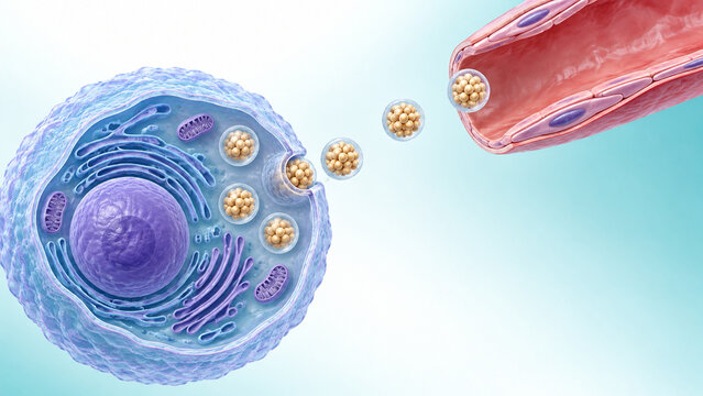 Pancreatic Beta Cell Releasing Insulin Granules
