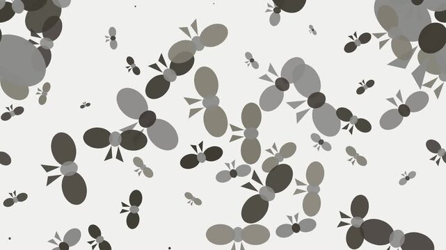 Gray floating ribbon bow motion background seamless loop animation