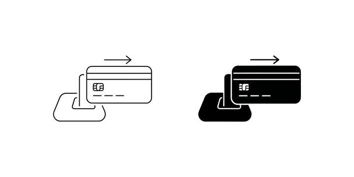 Payment card reader slot icon with arrow for secure financial transaction interface.