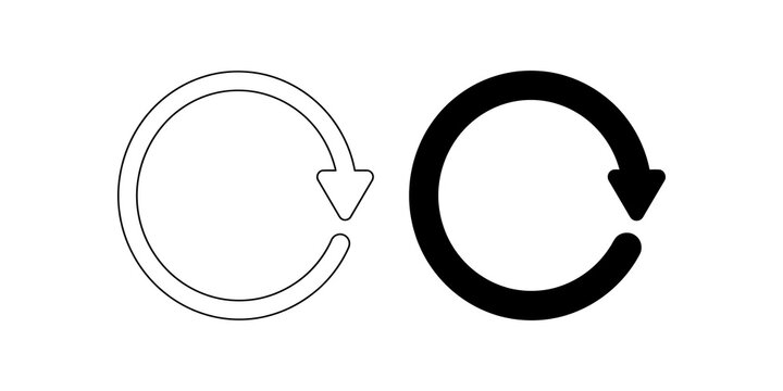 Refresh and reload cycle arrows as outline and solid icons for interface navigation.
