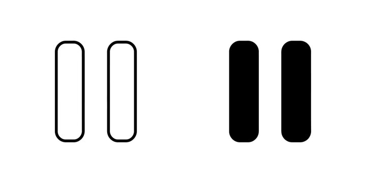 Pause playback buttons in outline and solid style for media control interfaces.
