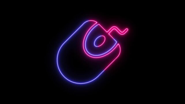 Glowing neon computer mouse icon with pink and blue light lines on a dark background
