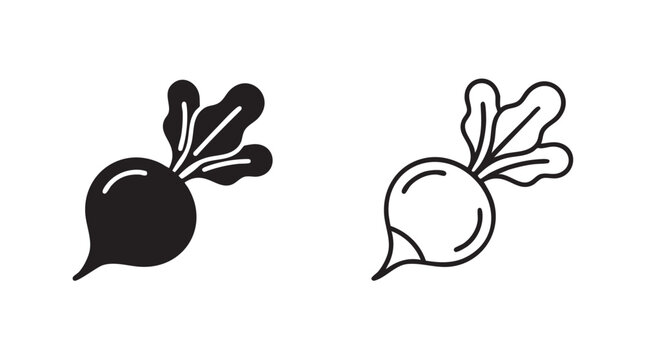 radish vector icon with silhouette and line art design silhouette silhouette with line art vector icon