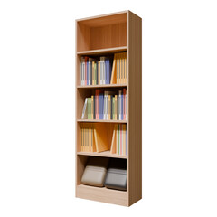 3D Wooden Bookshelf with Books and Storage Boxes © Samlakodad