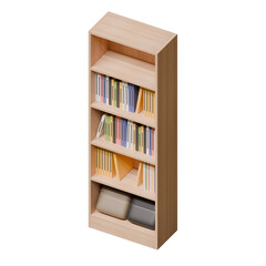 3D Wooden Bookshelf with Books and Storage Boxes © Samlakodad