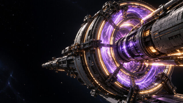 Futuristic Sci-Fi Core Engine with Glowing Purple Light