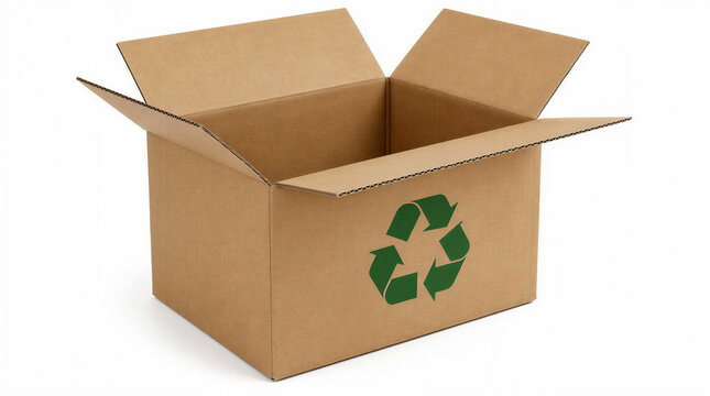 Eco-Friendly Shipping Cardboard Box Printed with Green Recycle Logo